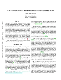 Contrastive Self-Supervised Learning for Wireless Power Control