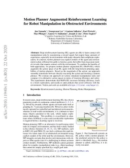 Motion Planner Augmented Reinforcement Learning for Robot Manipulation
  in Obstructed Environments