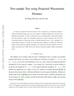 Two-sample Test using Projected Wasserstein Distance