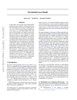 Thresholded Lasso Bandit