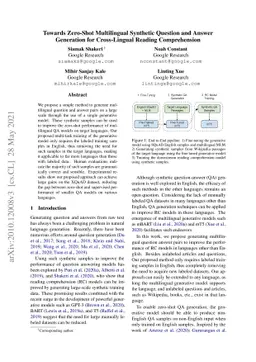 Towards Zero-Shot Multilingual Synthetic Question and Answer Generation
  for Cross-Lingual Reading Comprehension