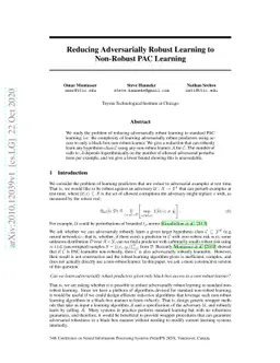 Reducing Adversarially Robust Learning to Non-Robust PAC Learning