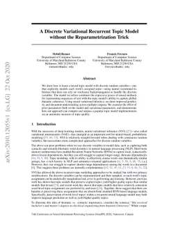 A Discrete Variational Recurrent Topic Model without the
  Reparametrization Trick
