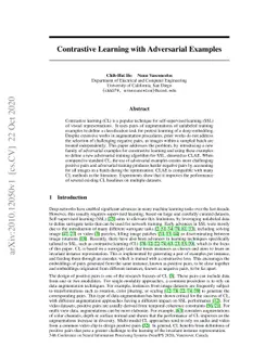 Contrastive Learning with Adversarial Examples