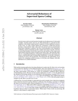 Adversarial Robustness of Supervised Sparse Coding