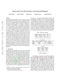 Achieving User-Side Fairness in Contextual Bandits
