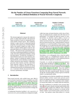 On the Number of Linear Functions Composing Deep Neural Network: Towards
  a Refined Definition of Neural Networks Complexity