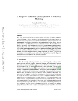 A Perspective on Machine Learning Methods in Turbulence Modelling
