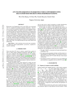 Any-to-One Sequence-to-Sequence Voice Conversion using Self-Supervised
  Discrete Speech Representations
