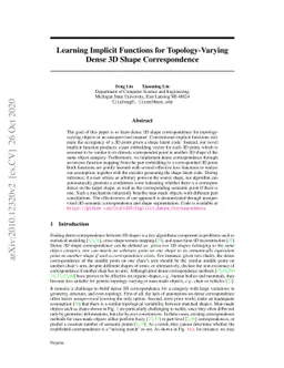 Learning Implicit Functions for Topology-Varying Dense 3D Shape
  Correspondence