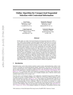 Online Algorithm for Unsupervised Sequential Selection with Contextual
  Information