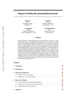 Regret in Online Recommendation Systems
