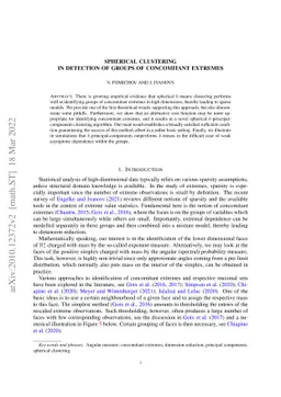 Spherical clustering in detection of groups of concomitant extremes