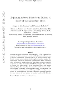 Exploring investor behavior in Bitcoin: a study of the disposition
  effect