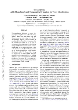 TweetEval: Unified Benchmark and Comparative Evaluation for Tweet
  Classification