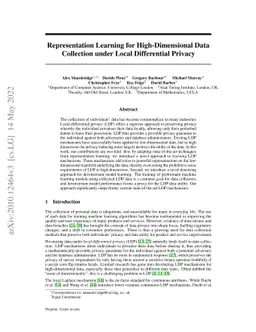 Representation Learning for High-Dimensional Data Collection under Local
  Differential Privacy