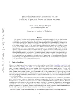 Train simultaneously, generalize better: Stability of gradient-based
  minimax learners