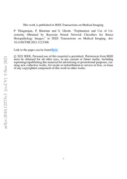 Explanation and Use of Uncertainty Quantified by Bayesian Neural Network
  Classifiers for Breast Histopathology Images