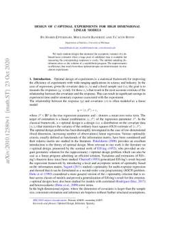 Design of $c$-Optimal Experiments for High dimensional Linear Models