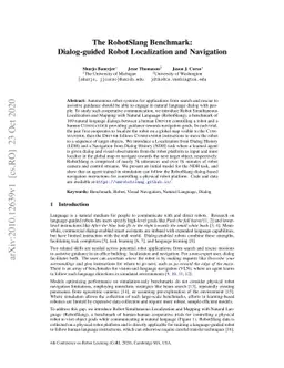 The RobotSlang Benchmark: Dialog-guided Robot Localization and
  Navigation