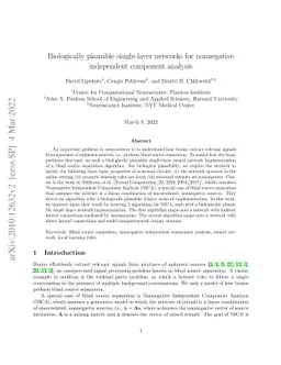 Biologically plausible single-layer networks for nonnegative independent
  component analysis