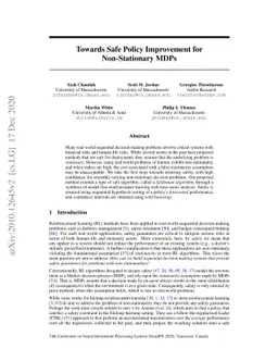 Towards Safe Policy Improvement for Non-Stationary MDPs