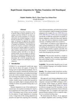 Rapid Domain Adaptation for Machine Translation with Monolingual Data