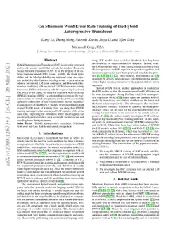 On Minimum Word Error Rate Training of the Hybrid Autoregressive
  Transducer