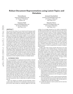 Robust Document Representations using Latent Topics and Metadata