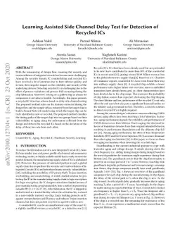 Learning Assisted Side Channel Delay Test for Detection of Recycled ICs