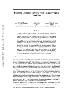 Learning Guidance Rewards with Trajectory-space Smoothing