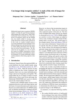 Can images help recognize entities? A study of the role of images for
  Multimodal NER