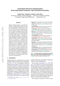 Constrained Abstractive Summarization: Preserving Factual Consistency
  with Constrained Generation