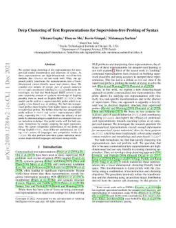Deep Clustering of Text Representations for Supervision-free Probing of
  Syntax
