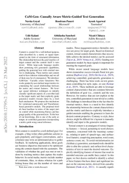 CaM-Gen:Causally-aware Metric-guided Text Generation