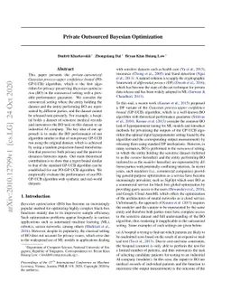 Private Outsourced Bayesian Optimization