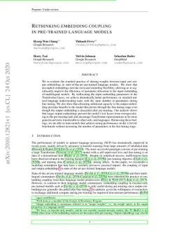 Rethinking embedding coupling in pre-trained language models