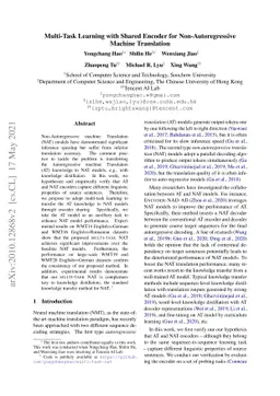 Multi-Task Learning with Shared Encoder for Non-Autoregressive Machine
  Translation