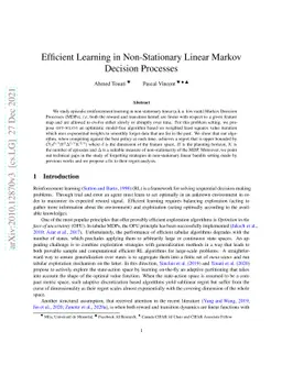 Efficient Learning in Non-Stationary Linear Markov Decision Processes