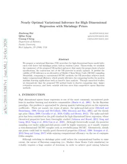 Nearly Optimal Variational Inference for High Dimensional Regression
  with Shrinkage Priors