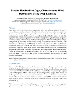 Persian Handwritten Digit, Character and Word Recognition Using Deep
  Learning