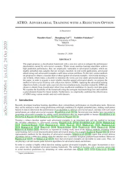 ATRO: Adversarial Training with a Rejection Option