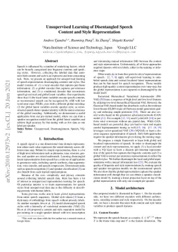 Unsupervised Learning of Disentangled Speech Content and Style
  Representation