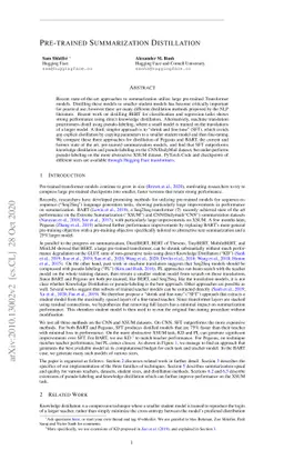 Pre-trained Summarization Distillation