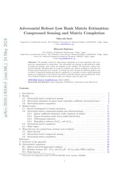Adversarial Robust Low Rank Matrix Estimation: Compressed Sensing and
  Matrix Completion