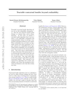 Tractable contextual bandits beyond realizability