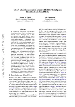 CRAB: Class Representation Attentive BERT for Hate Speech Identification
  in Social Media