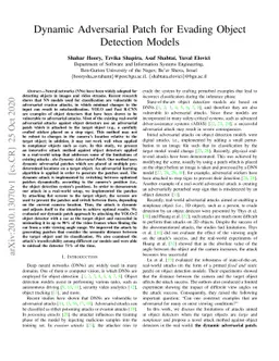 Dynamic Adversarial Patch for Evading Object Detection Models