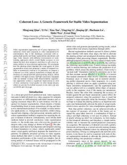 Coherent Loss: A Generic Framework for Stable Video Segmentation