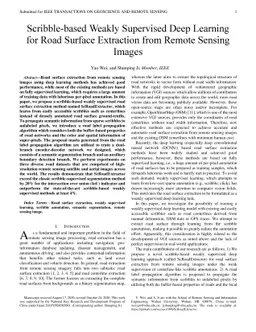 Scribble-based Weakly Supervised Deep Learning for Road Surface
  Extraction from Remote Sensing Images